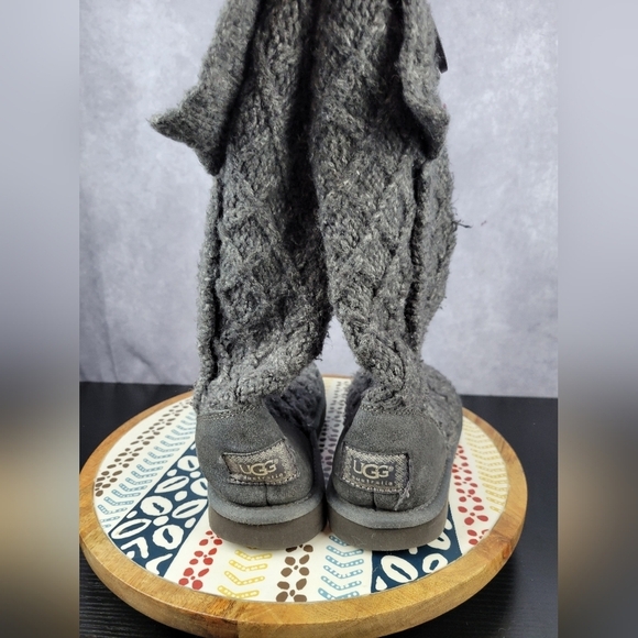 Ugg Womens Gray Australia Lattice Button Knit Tall Boots Size US 8 - Picture 7 of 16